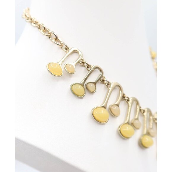 ANN TAYLOR Retro MCM Atomic Style Gold Tone Resin Cabochon Necklace Funky Mod - Picture 3 of 10